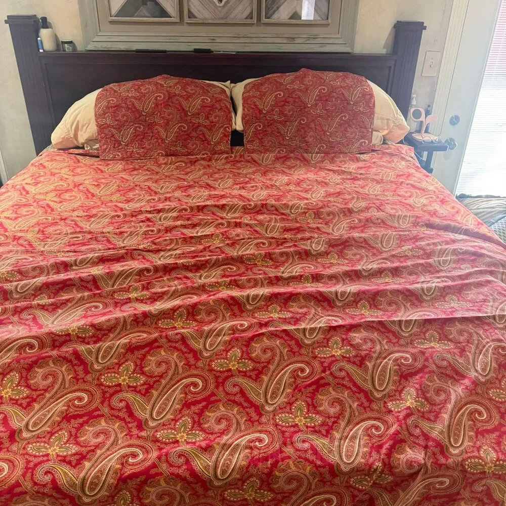 Pottery Barn Mira Anibel Paisley Floral Full Queen Duvet Cover and Two Shams